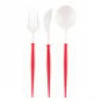 Sophistiplate Bella White / Red Extra Heavy Weight Plastic Cutlery - 288/Case Sophistiplate Bella White / Red Extra Heavy Weight Plastic Cutlery - 288/Case