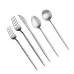 Acopa Odin 18/8 Brushed Stainless Steel Extra Heavy Weight Forged Flatware 5-Piece Set - Sample Acopa Odin 18/8 Brushed Stainless Steel Extra Heavy Weight Forged Flatware 5-Piece Set - Sample