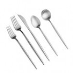 Acopa Odin 18/8 Brushed Stainless Steel Extra Heavy Weight Forged Flatware 5-Piece Set - Sample Acopa Odin 18/8 Brushed Stainless Steel Extra Heavy Weight Forged Flatware 5-Piece Set - Sample
