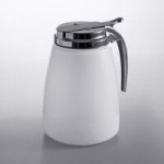 Vollrath 1414-01 Dripcut® 16 oz. Clear Polycarbonate Teardrop Syrup Server with Brown Top Vollrath 1414-01 Dripcut® 16 oz. Clear Polycarbonate Teardrop Syrup Server with Brown Top