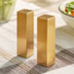 American Metalcraft SPDG33 2 oz. Gold Stainless Steel Rectangular Salt and Pepper Shaker Set - 12/Case