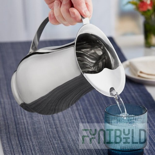 Acopa 64 oz. Smooth Stainless Steel Slender Bell Pitcher with Ice Guard