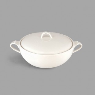 RAK Porcelain Anna 84.6 oz. Ivory Porcelain Soup Tureen with Lid and 2 Handles