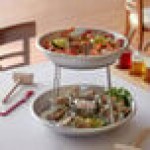 Choice 2-Tier Seafood Tower Set with Mini Aluminum Trays and Stand