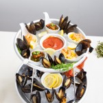 Choice 2-Tier Seafood Tower Set with Mini Aluminum Trays and Stand