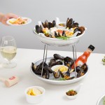 Choice 2-Tier Seafood Tower Set with Mini Aluminum Trays and Stand