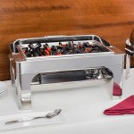 Vollrath 46255 9 Qt. New York, New York Retractable Dripless Chafer Full Size with Brass Trim