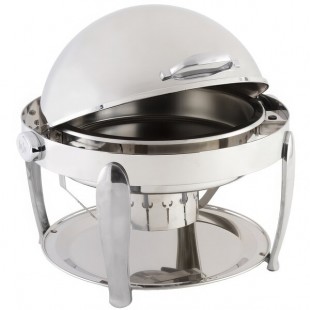 Bon Chef 10001CH Manhattan 8 Qt. Round Stainless Steel with Chrome Accents Roll Top Chafer with Vented Lid Bon Chef 10001CH Manhattan 8 Qt. Round Stainless Steel with Chrome Accents Roll Top Chafer with Vented Lid