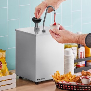 ServSense Single 3.7 Qt. Stainless Steel Condiment Pump Dispenser with 1 oz. Stainless Steel Pump