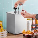 ServSense Single 3.7 Qt. Stainless Steel Condiment Pump Dispenser with 1 oz. Stainless Steel Pump