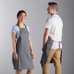 Choice Gray Poly-Cotton Waist Apron with Black Webbing and 3 Pockets - 12 Choice Gray Poly-Cotton Waist Apron with Black Webbing and 3 Pockets - 12
