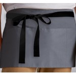 Choice Gray Poly-Cotton Waist Apron with Black Webbing and 3 Pockets - 12 Choice Gray Poly-Cotton Waist Apron with Black Webbing and 3 Pockets - 12