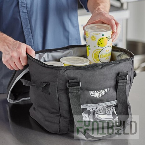 Vollrath VDBS106 1-Series Small Insulated Cooler / Catering Bag with 6-Compartment Divider - Holds (6) Large Beverages