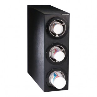 Dispense-Rite Black Polystyrene One-Size-Fits-All 3-Compartment Countertop Cup Dispenser CTC-S-3BT