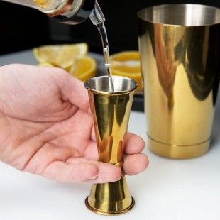 Barfly® M37002GD 25 mL & 50 mL (0.85 oz. & 1.7 oz.) Gold-Plated Japanese Style Jigger Barfly® M37002GD 25 mL & 50 mL (0.85 oz. & 1.7 oz.) Gold-Plated Japanese Style Jigger