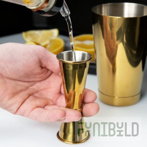Barfly® M37002GD 25 mL & 50 mL (0.85 oz. & 1.7 oz.) Gold-Plated Japanese Style Jigger