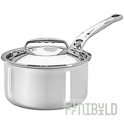 de Buyer Affinity 1.4 Qt. 5-Ply Stainless Steel Sauce Pan with Cover 3746.16