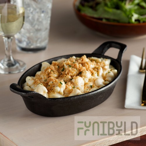 Vollrath 59743 25.4 oz. Pre-Seasoned Mini Cast Iron Oval Casserole Dish