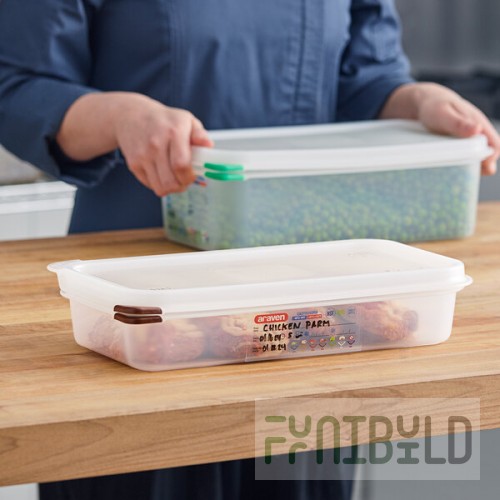Araven 03029 1/3 Size Translucent Polypropylene Food Pan with Airtight Lid - 2 1/2