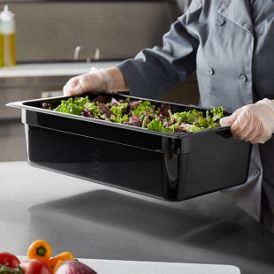 Vigor Full Size Black Polycarbonate Food Pan - 6 Vigor Full Size Black Polycarbonate Food Pan - 6