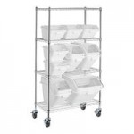 Baker's Mark Allergen-Free 44 Gallon / 700 Cup White Round Mobile Ingredient Storage Bin with Purple Snap-On Lid and Gray Dolly Baker's Mark Allergen-Free 44 Gallon / 700 Cup White Round Mobile Ingredient Storage Bin with Purple Snap-On Lid and Gray Dolly