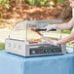 Carnival King HDRG30 30 Hot Dog Roller Grill with 11 Rollers and Glass Sneeze Guard - 120V, 1430W Carnival King HDRG30 30 Hot Dog Roller Grill with 11 Rollers and Glass Sneeze Guard - 120V, 1430W