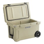 CaterGator CG45TANW Tan 45 Qt. Mobile Rotomolded Outdoor Cooler / Ice Chest