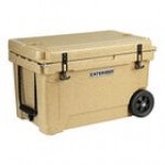 CaterGator CG45TANW Tan 45 Qt. Mobile Rotomolded Outdoor Cooler / Ice Chest