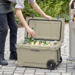 CaterGator CG45TANW Tan 45 Qt. Mobile Rotomolded Outdoor Cooler / Ice Chest