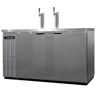 Continental Refrigerator KC69S-N-SS Double Tap Kegerator Beer Dispenser, Shallow Depth - Stainless Steel, (3) 1/2 Keg Capacity Continental Refrigerator KC69S-N-SS Double Tap Kegerator Beer Dispenser, Shallow Depth - Stainless Steel, (3) 1/2 Keg Capacity