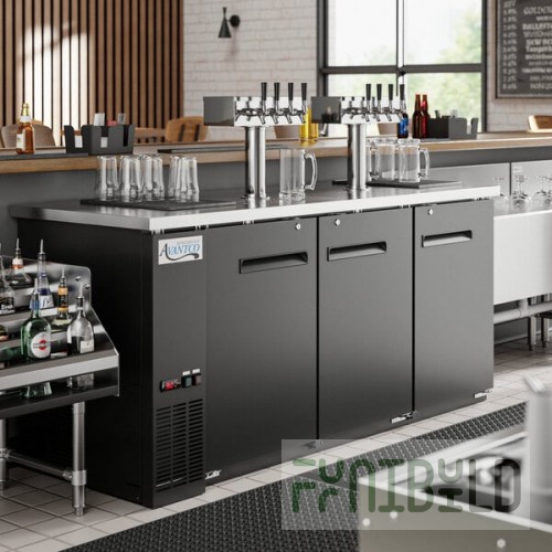 Avantco Black Kegerator / Beer Dispenser with 2 Quadruple Tap Towers (3) 1/2 Keg Capacity