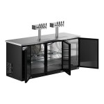 Avantco Black Kegerator / Beer Dispenser with 2 Quadruple Tap Towers (3) 1/2 Keg Capacity
