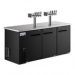 Avantco Black Kegerator / Beer Dispenser with 2 Quadruple Tap Towers (3) 1/2 Keg Capacity