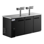 Avantco Black Kegerator / Beer Dispenser with 2 Quadruple Tap Towers (3) 1/2 Keg Capacity