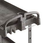 Lavex Large Black 2-Shelf Utility Cart with Ergonomic Handle and Built-In Tool Compartments - 43 1/8