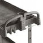 Lavex Large Black 2-Shelf Utility Cart with Ergonomic Handle and Built-In Tool Compartments - 43 1/8