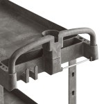 Lavex Large Black 2-Shelf Utility Cart with Ergonomic Handle and Built-In Tool Compartments - 43 1/8