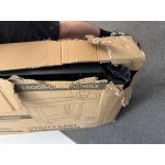 Lavex Large Black 2-Shelf Utility Cart with Ergonomic Handle and Built-In Tool Compartments - 43 1/8