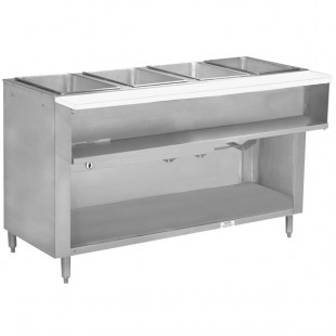 Advance Tabco WB-4G-BS Natural Gas Four Pan Wetbath Powered Hot Food Table with Enclosed Undershelf - Open Well