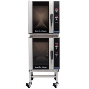 Moffat E33D5/2C Turbofan Double Deck Half Size Electric Digital Convection Oven with Steam Injection and Casters - 208V, 1 Phase, 12 kW
