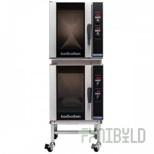 Moffat E33D5/2C Turbofan Double Deck Half Size Electric Digital Convection Oven with Steam Injection and Casters - 208V, 1 Phase, 12 kW