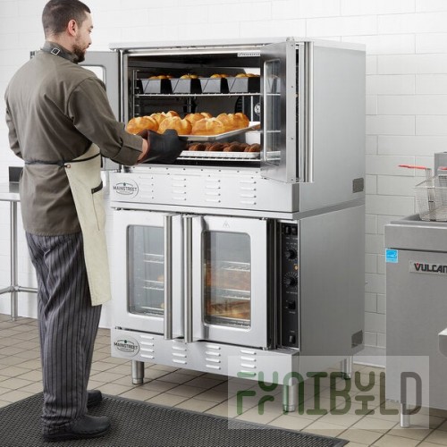 MainStreet Equipment CG2-NK Double Deck Full Size Natural Gas Convection Oven with Legs - 108,000 BTU