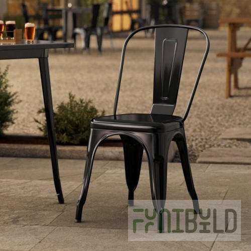 Lancaster Table & Seating Alloy Onyx Black Outdoor Cafe Chair