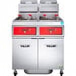 Vulcan 2TR85DF-1 PowerFry3 Natural Gas 170-180 lb. 2 Unit Floor Fryer System with Digital Controls and KleenScreen Filtration - 180,000 BTU