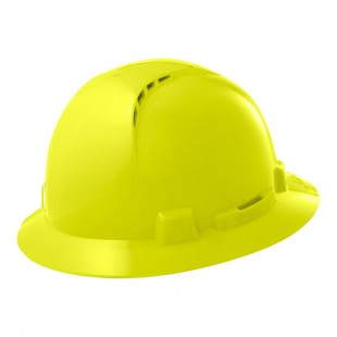 Lift Safety Briggs Hi-Viz Yellow 4-Point Ratchet Suspension Vented Full Brim Hard Hat HBFC-20HV