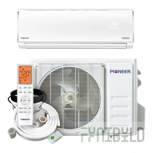 Pioneer Diamante Pro WYT-20 WYT009ALSI20RL High Wall-Mounted Ductless Mini Split AC / Heat Pump System - 19 SEER2, 9,000/10,000 BTU, 110-120V