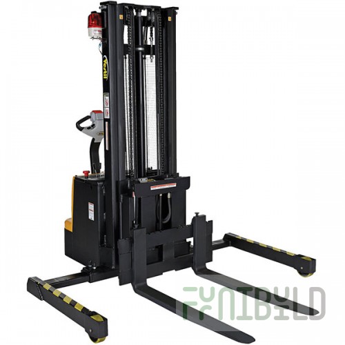 Vestil 1,500 lb. Powered Fork Stacker with Adjustable Straddle Legs, 26 3/4
