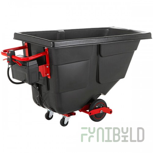 Rubbermaid® 2173519 Motorized 0.5 Cubic Yard Black Rotomolded Tilt Truck / Trash Cart (850 lb.)