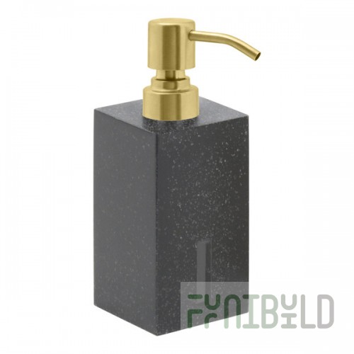room360 Morocco 10 oz. Onyx Soap Dispenser with Matte Brass Pump Top - 6/Case