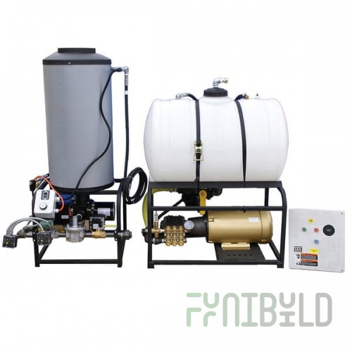 Cam Spray 2555STATLEF Stationary LP Gas Fired Electric Hot Water Pressure Washer with 50' Hose - 2500 PSI; 5.5 GPM